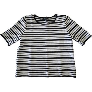 Ann Taylor Black & White Short Sleeve Striped Pull-over Top Women Size M